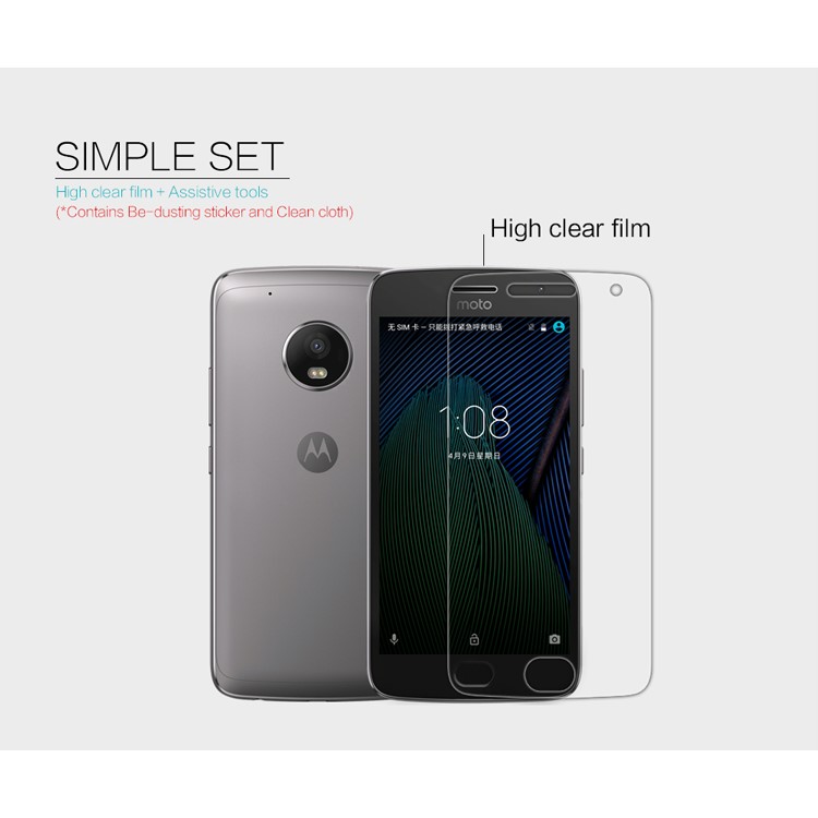 NILLKIN Anti-fingerprint HD Clear LCD Screen Protector Film for Motorola Moto G5 Plus-5