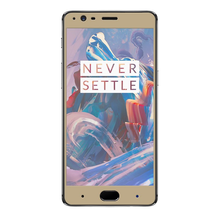 HAT PRINCE Tempered Glass Screen Guard Film for OnePlus 3/3T 0.26mm 9H 2.5D Arc Edge - Gold-2