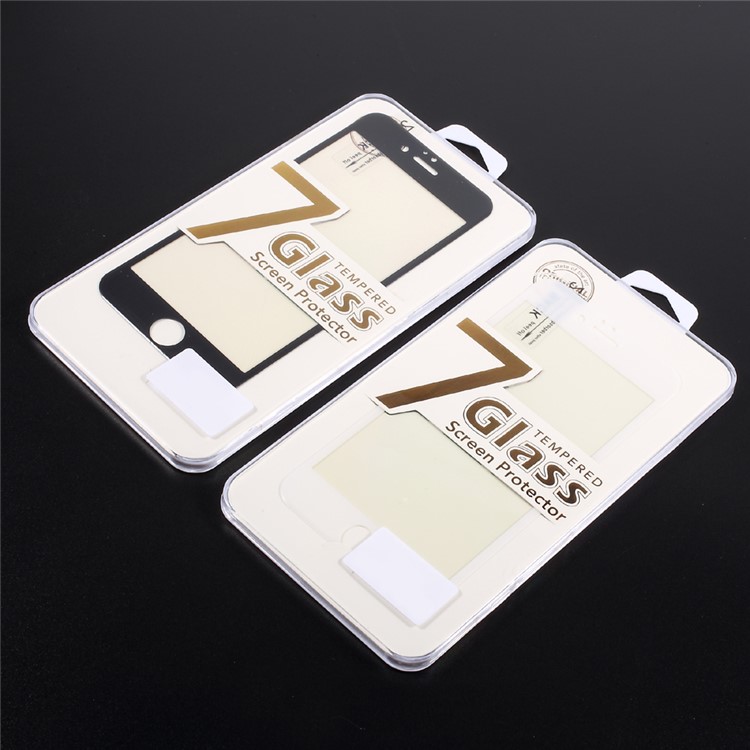 For iPhone 6s Plus/6 Plus Carbon Fiber Arc Edge Anti-blue-ray Full Coverage Tempered Glass Screen Protector - White-6