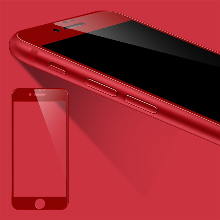 WUW-G08 4D Arc Edge Anti-fingerprint Ultra Clear Tempered Glass Protector Film for iPhone 7 - Red-1