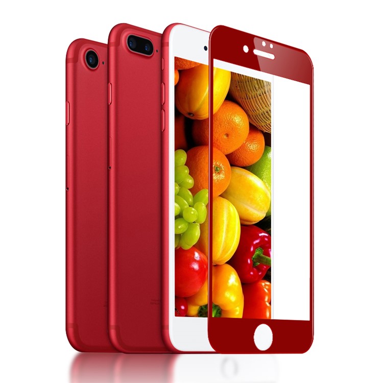 WUW-G08 4D Arc Edge Anti-fingerprint Ultra Clear Tempered Glass Protector Film for iPhone 7 - Red-6