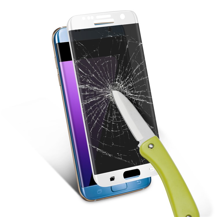 ANGIBABE 0.3mm 3D Curved Full Size Silk Print Anti-peep Tempered Glass Protector for Samsung Galaxy S7 Edge G935 - White-4