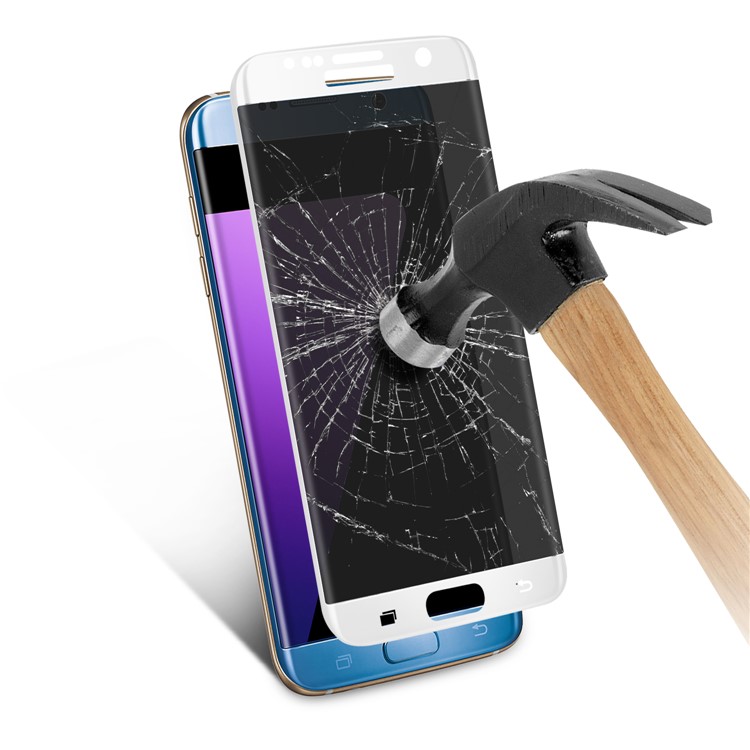ANGIBABE 0.3mm 3D Curved Full Size Silk Print Anti-peep Tempered Glass Protector for Samsung Galaxy S7 Edge G935 - White-5
