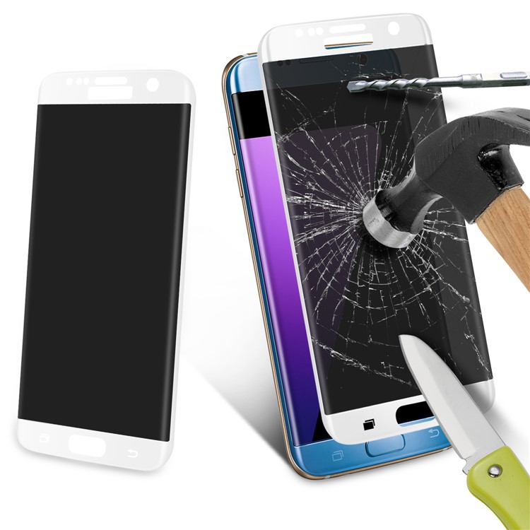 ANGIBABE 0.3mm 3D Curved Full Size Silk Print Anti-peep Tempered Glass Protector for Samsung Galaxy S7 Edge G935 - White-7
