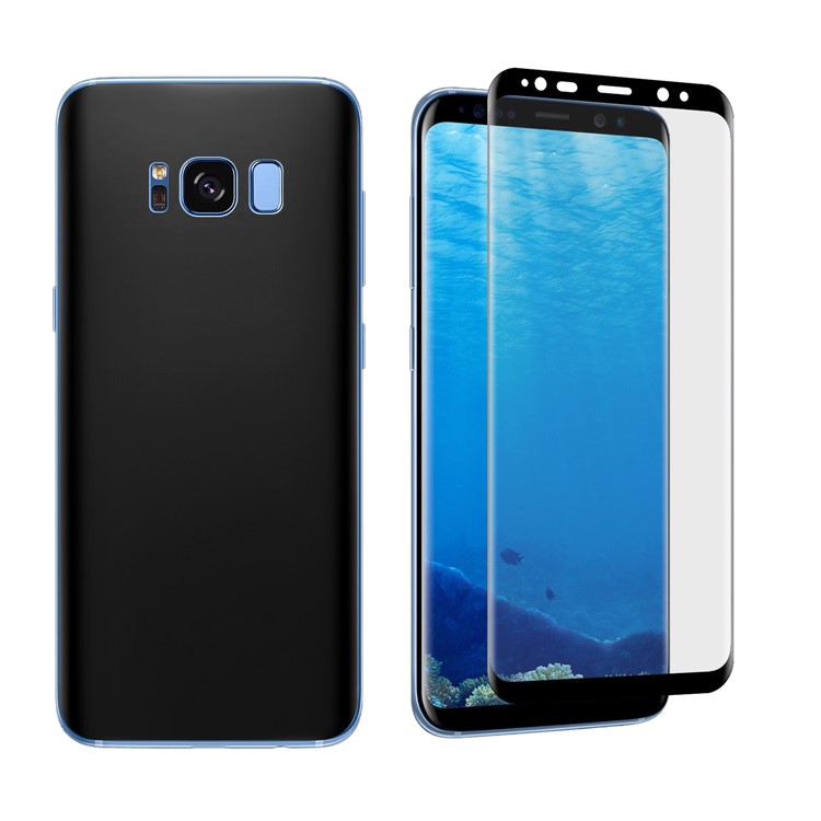 ANGIBABE 0.1mm Full Cover Plated Soft PET Front + Back Curved Mobile Protector Film for Samsung Galaxy S8 G950 - Black-3