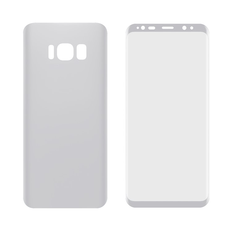 ANGIBABE 0.1mm Full Size Plated Curved Soft PET Front + Back Guard Film for Samsung Galaxy S8 G950 - Silver-2