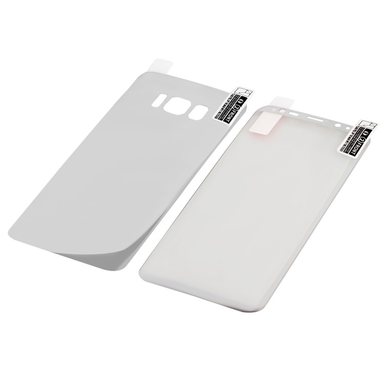 ANGIBABE 0.1mm Full Size Plated Curved Soft PET Front + Back Guard Film for Samsung Galaxy S8 G950 - Silver-4