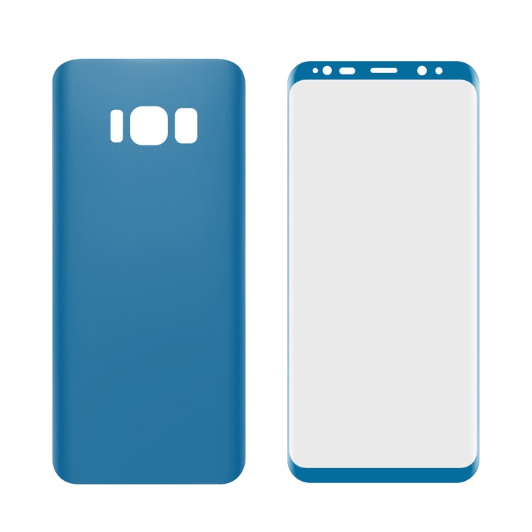 ANGIBABE Plated 0.1mm Full Coverage Soft PET Front + Back Curved Screen Protector Film for Samsung Galaxy S8 G950 - Blue-2