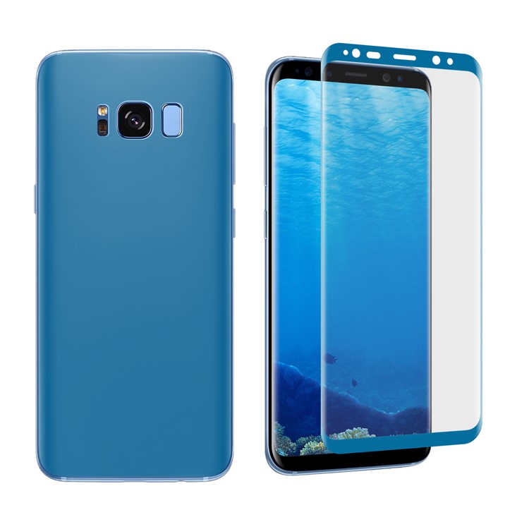 ANGIBABE Plated 0.1mm Full Coverage Soft PET Front + Back Curved Screen Protector Film for Samsung Galaxy S8 G950 - Blue-3