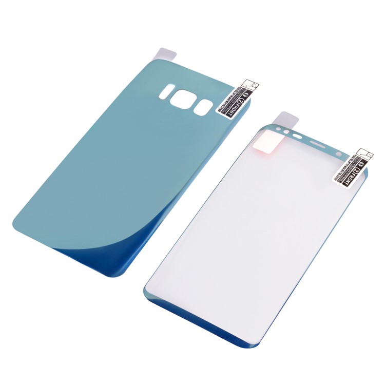 ANGIBABE Plated 0.1mm Full Coverage Soft PET Front + Back Curved Screen Protector Film for Samsung Galaxy S8 G950 - Blue-4