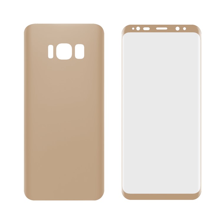 ANGIBABE Soft PET Full Cover Plated Curved Mobile Front + Back Screen Protector Film (0.1mm) for Samsung Galaxy S8 Plus G9550 - Gold-2