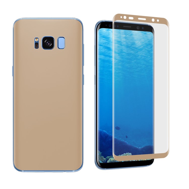 ANGIBABE Soft PET Full Cover Plated Curved Mobile Front + Back Screen Protector Film (0.1mm) for Samsung Galaxy S8 Plus G9550 - Gold-3