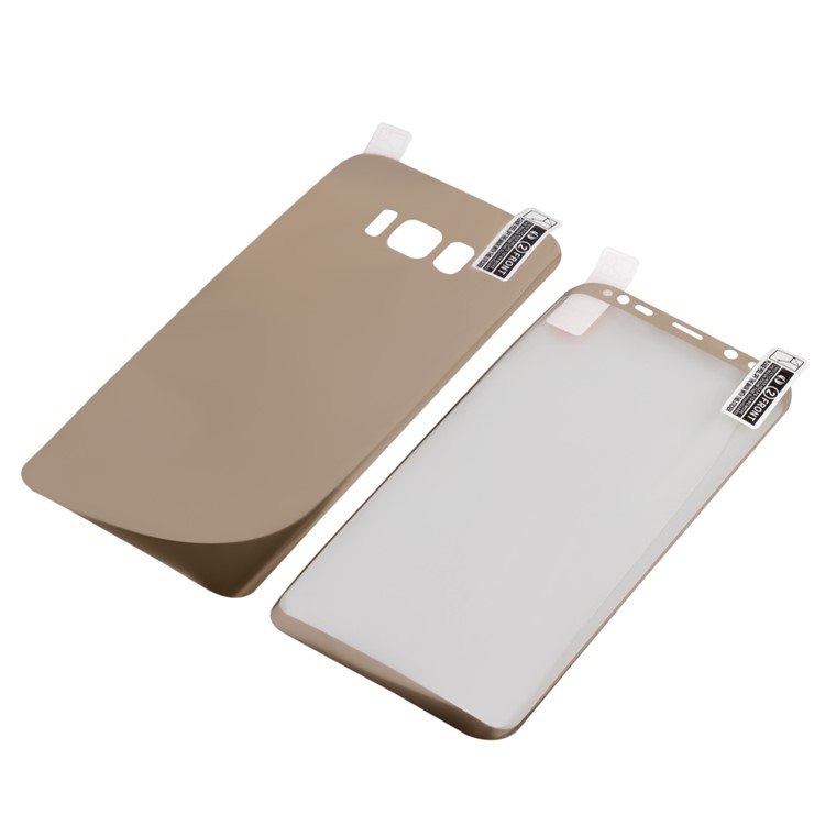 ANGIBABE Soft PET Full Cover Plated Curved Mobile Front + Back Screen Protector Film (0.1mm) for Samsung Galaxy S8 Plus G9550 - Gold-4