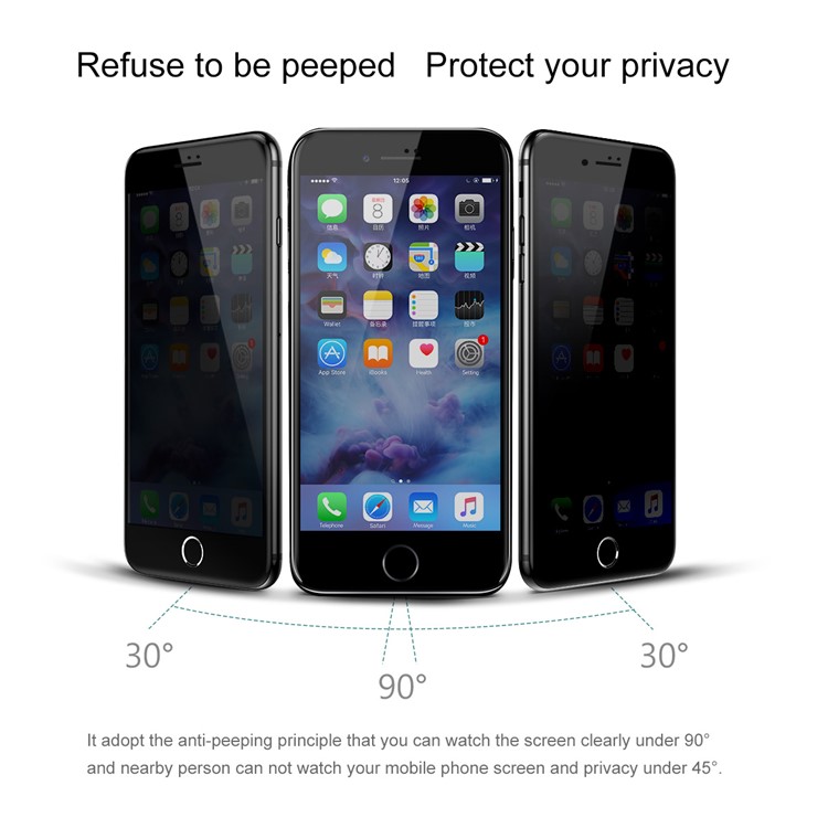 BASEUS 0.23mm Anti-spy Soft PET Edges Full Size Tempered Glass Screen Guard Film for iPhone 7 - Black-2