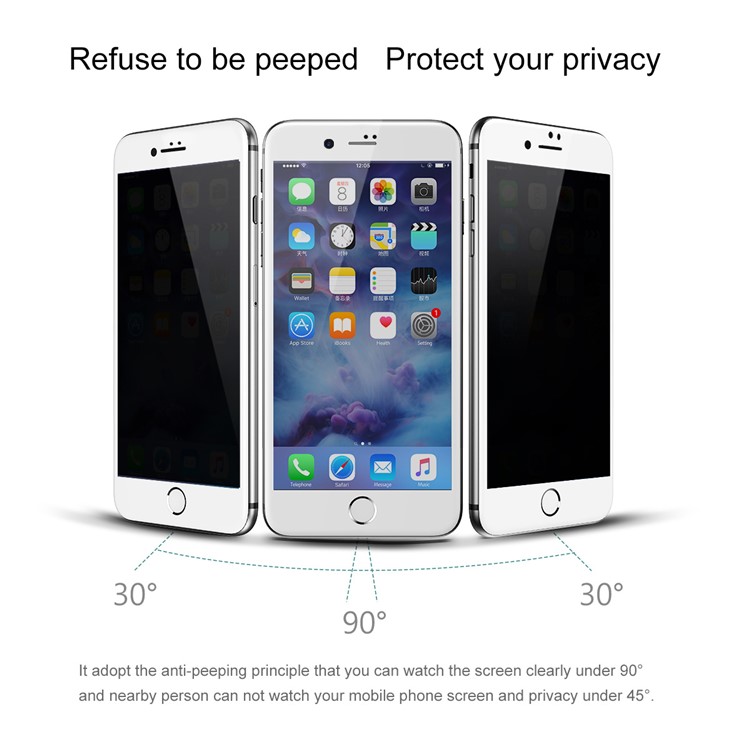 BASEUS 0.23mm Anti-spy Soft PET Edges Full Size Tempered Glass Screen Protector for iPhone 7 - White-2