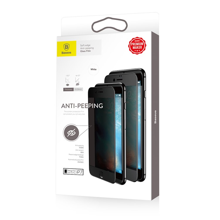 BASEUS 0.23mm Anti-spy Soft PET Edges Full Size Tempered Glass Screen Protector for iPhone 7 - White-9