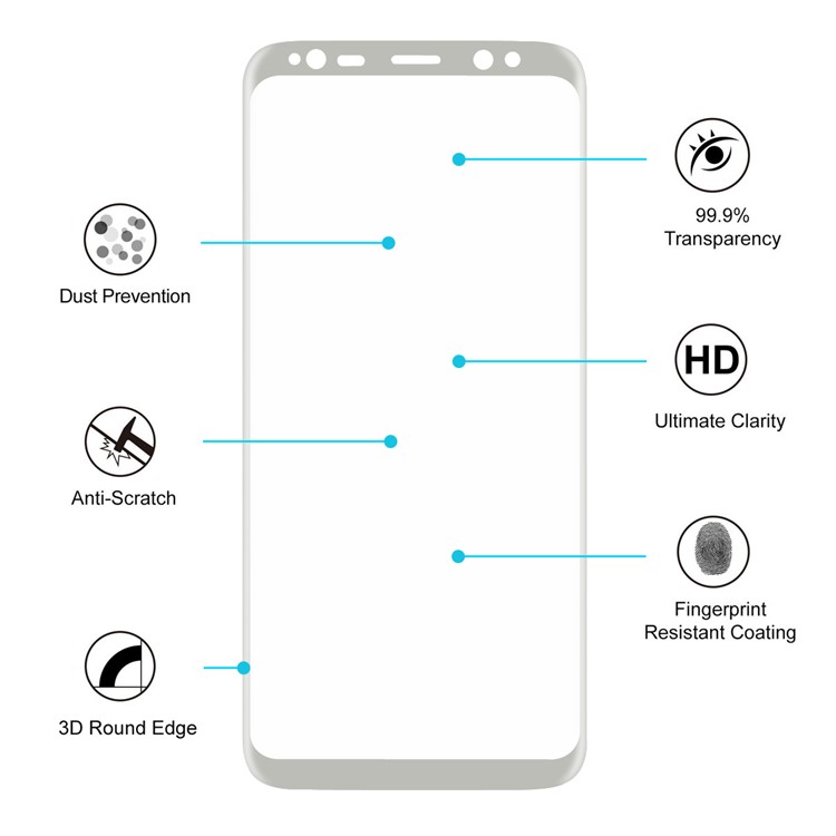 HAT PRINCE Electroplated Front and Back 3D Full Screen Guard Films for Samsung Galaxy S8 G950 - White-4