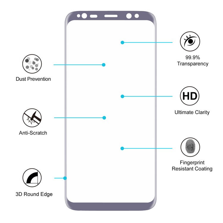 HAT PRINCE Electroplated Front and Back 3D Full Screen Protector Films for Samsung Galaxy S8 G950 - Purple-4