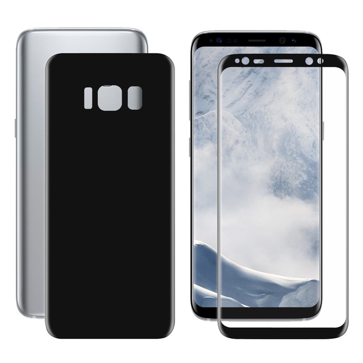HAT PRINCE Full Coverage Plated 3D Arc Edge Front + Back Soft PET Protector Films for Samsung Galaxy S8 Plus G9550 - Black-1