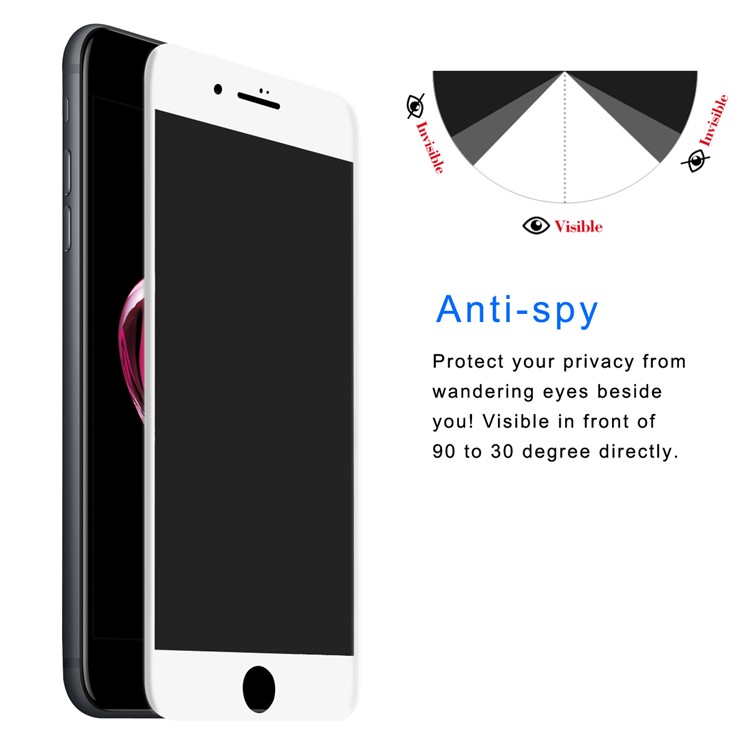 HAT PRINCE 0.26mm Anti-spy Carbon Fiber Soft Edge Full Tempered Glass Screen Protector for iPhone 7 - White-2