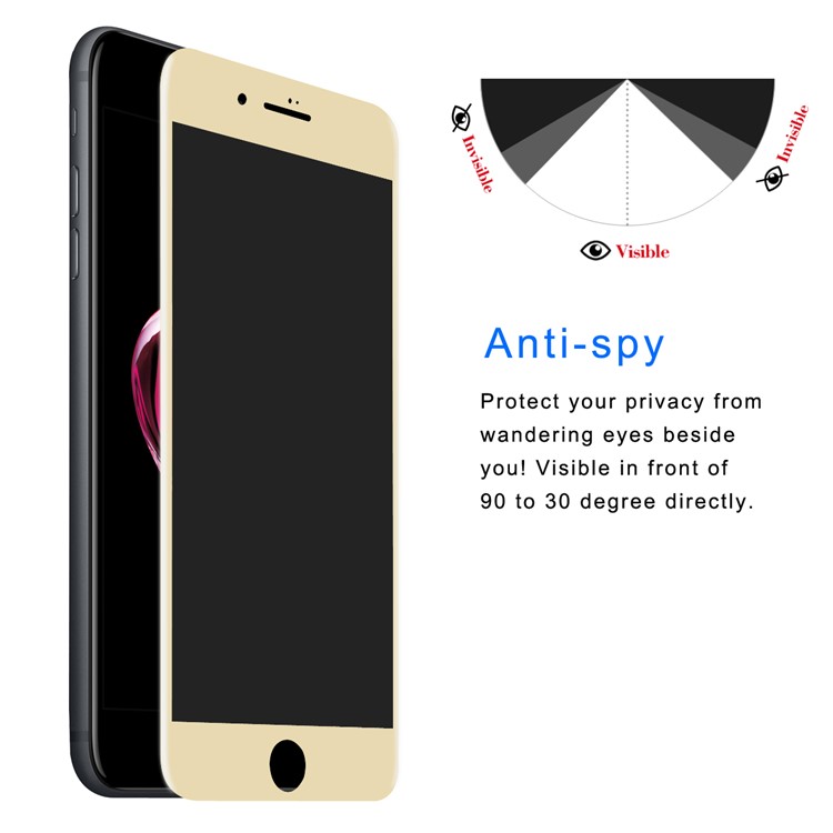 HAT PRINCE for iPhone 7 Anti-spy Carbon Fiber Soft Edge Full Coverage Tempered Glass Screen Protector 0.26mm - Gold-2
