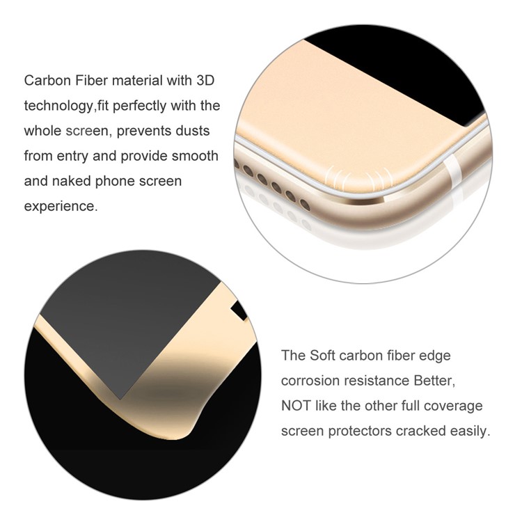 HAT PRINCE for iPhone 7 Anti-spy Carbon Fiber Soft Edge Full Coverage Tempered Glass Screen Protector 0.26mm - Gold-4