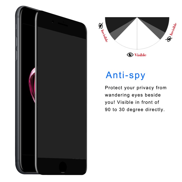 HAT PRINCE 0.26mm Anti-spy Full Cover Carbon Fiber Soft Edge X Tempered Glass Screen Protector for iPhone 7 Plus - Black-2