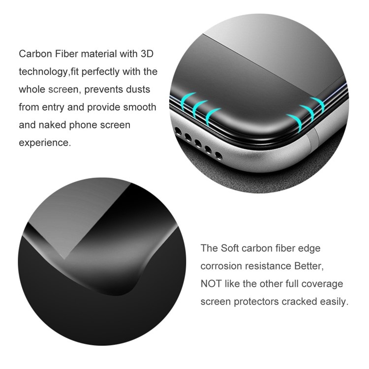 HAT PRINCE 0.26mm Anti-spy Full Cover Carbon Fiber Soft Edge X Tempered Glass Screen Protector for iPhone 7 Plus - Black-4