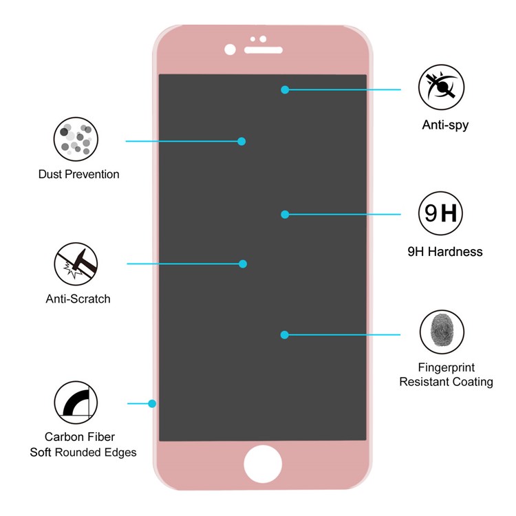 HAT PRINCE 0.26mm Anti-peep 3D Full Covered Carbon Fiber Tempered Glass Screen Protector for iPhone 6s Plus / 6 Plus - Rose Gold-3