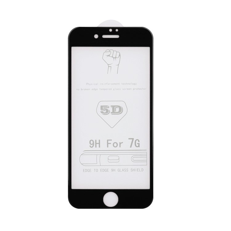 ANGIBABE Full Size Silk Print 5D Curved Tempered Glass Protector (0.3mm) for iPhone 7 - Black-2