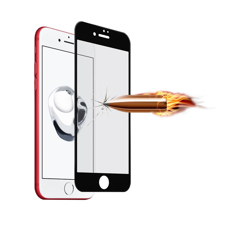 ANGIBABE Full Size Silk Print 5D Curved Tempered Glass Protector (0.3mm) for iPhone 7 - Black-3