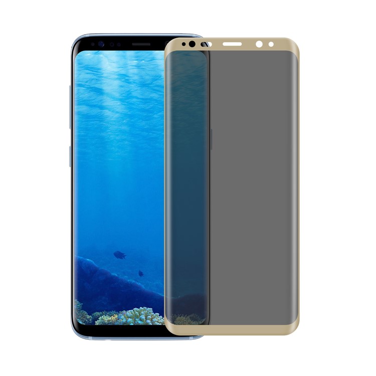 ANGIBABE Silk Print Anti-peep Full Mobile Tempered Glass Protector for Samsung Galaxy S8 G950 - Gold-1