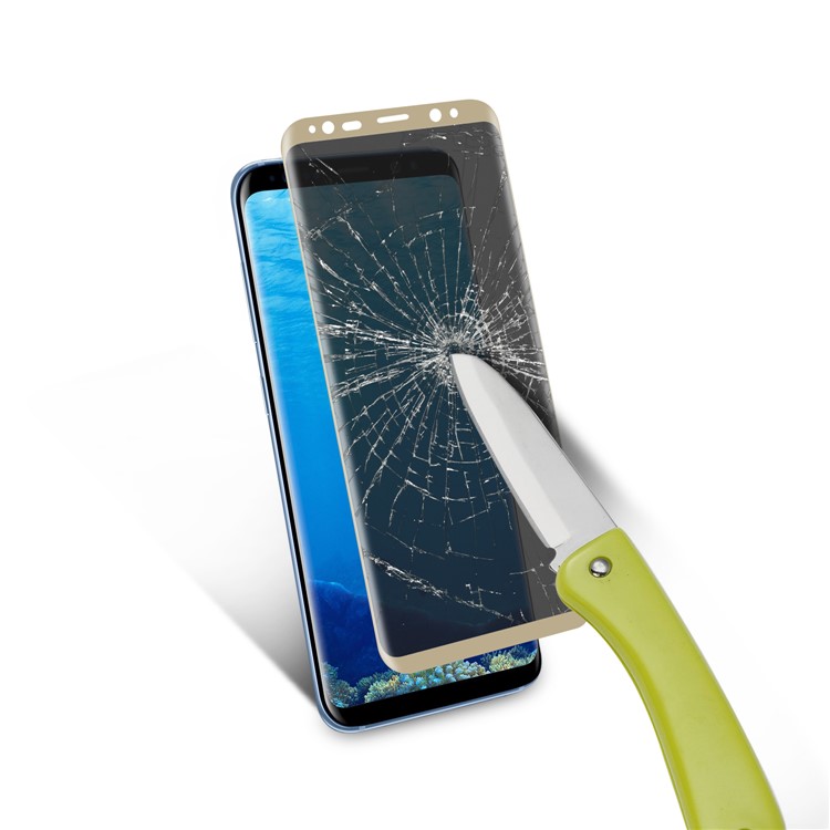 ANGIBABE Silk Print Anti-peep Full Mobile Tempered Glass Protector for Samsung Galaxy S8 G950 - Gold-4