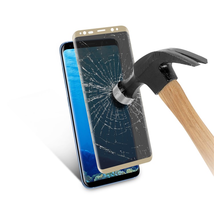 ANGIBABE Silk Print Anti-peep Full Mobile Tempered Glass Protector for Samsung Galaxy S8 G950 - Gold-5