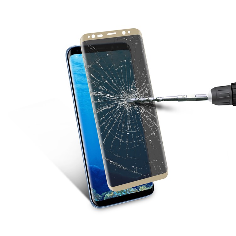 ANGIBABE Silk Print Anti-peep Full Mobile Tempered Glass Protector for Samsung Galaxy S8 G950 - Gold-6