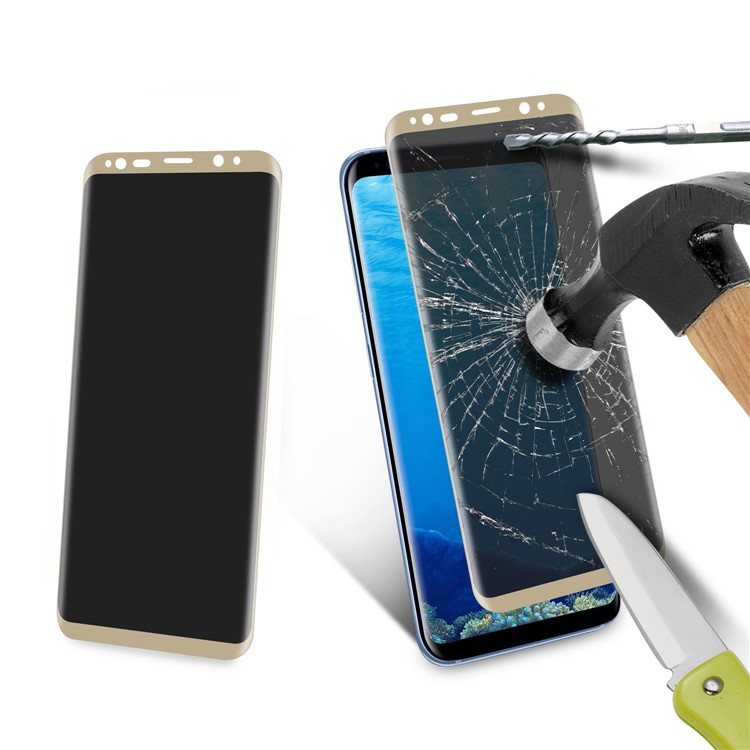 ANGIBABE Silk Print Anti-peep Full Mobile Tempered Glass Protector for Samsung Galaxy S8 G950 - Gold-7