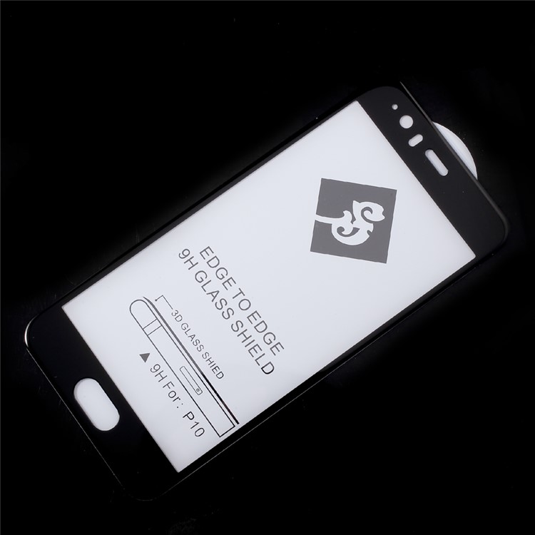 3D Silk Printing Full Size Tempered Glass Screen Protector Film (Arc Edge) for Huawei P10 - Black-3