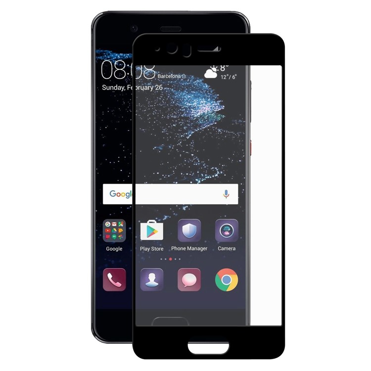HAT PRINCE Tempered Glass Screen Protector Guard Film for Huawei P10 Plus 0.26mm 9H 2.5D Arc Edge - Black-2