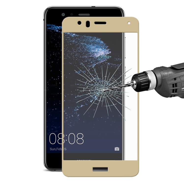 HAT PRINCE Tempered Glass Screen Protective Guard Film for Huawei P10 Lite 0.26mm 9H 2.5D Arc Edge - Gold-1