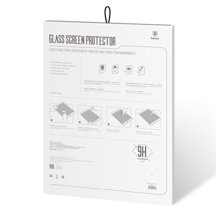 BASEUS 0.3mm HD Clear Tempered Glass Screen Guard Film for iPad Pro 10.5 (2017)-10