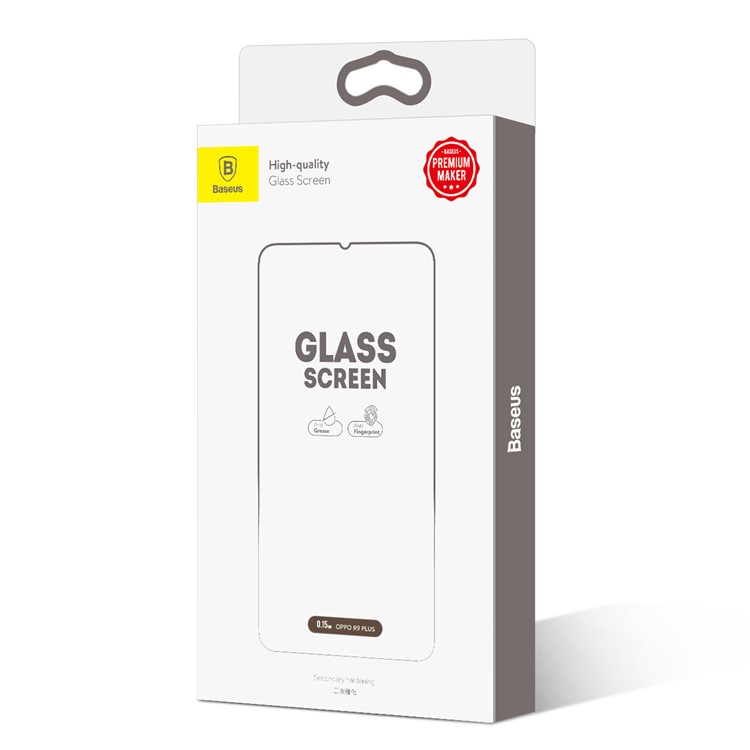 BASEUS 0.15mm Secondary Hardening Tempered Glass Screen Guard Film for Oppo R9 Plus-9