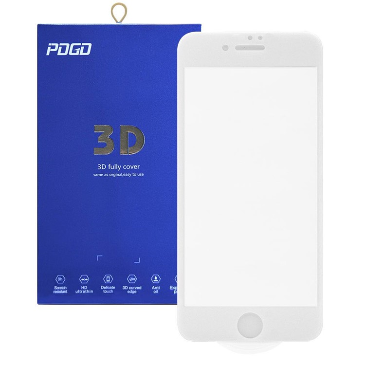 PDGD 3D Curved Full Glue Full Coverage 0.33mm Tempered Glass Protector Film for iPhone 7 Plus - White-3