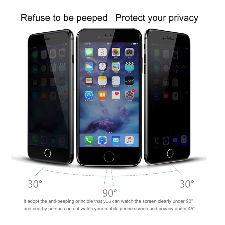 BASEUS 0.23mm Anti-peep Soft PET Edges Full Glue Full Screen Tempered Glass Screen Protector for iPhone 6s 6 - Black-2