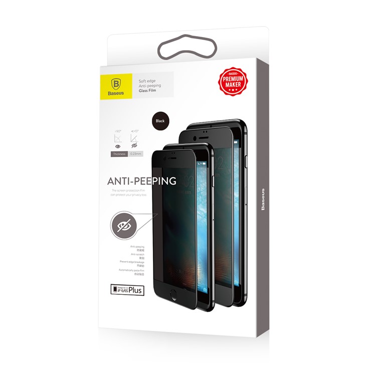 BASEUS 0.23mm Anti-peep Soft PET Edges Full Glue Full Screen Tempered Glass Screen Protector for iPhone 6s 6 - Black-9