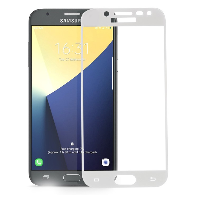 For Samsung Galaxy J5 (2017) EU Version Silk Print Full Cover Tempered Glass Screen Protector Film - White-1