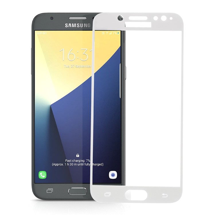 For Samsung Galaxy J7 (2017) EU Version Silk Print Full Cover Tempered Glass Screen Guard Film - White-1
