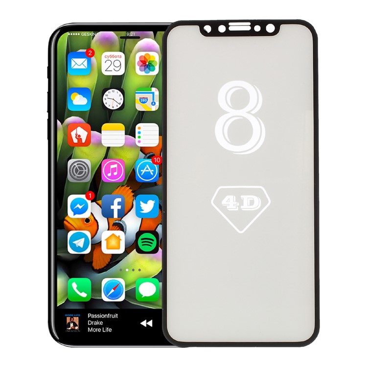 4D Full Coverage Tempered Glass Screen Protector Film for iPhone XS / X 5.8 inch - Black-1