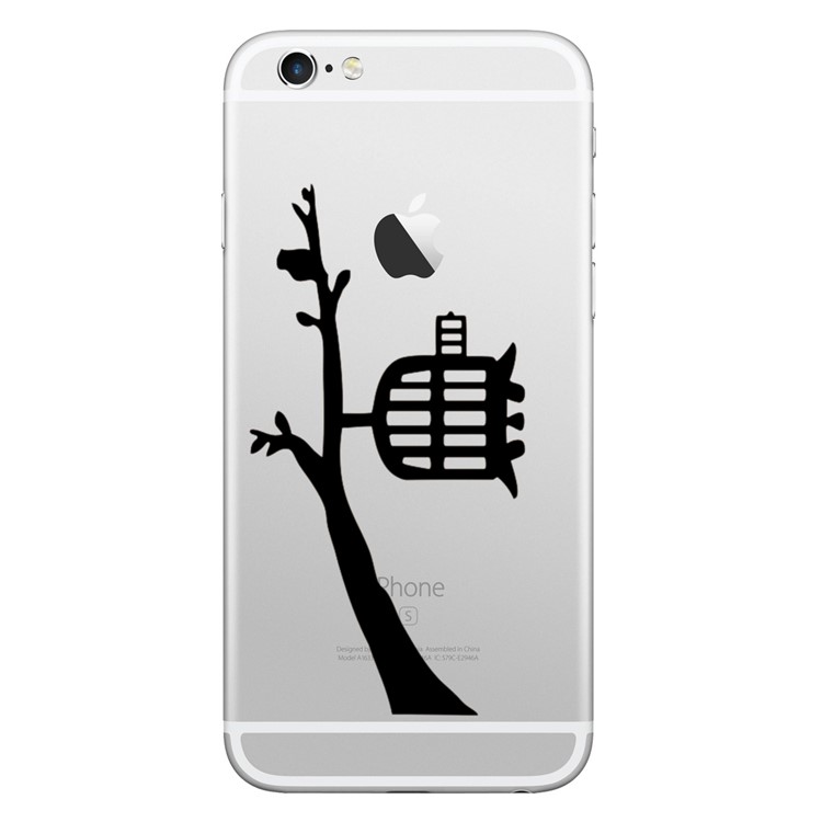 HAT PRINCE Decorated PVC Decal Sticker for iPhone X/8/8 Plus - Branches and Cage-1
