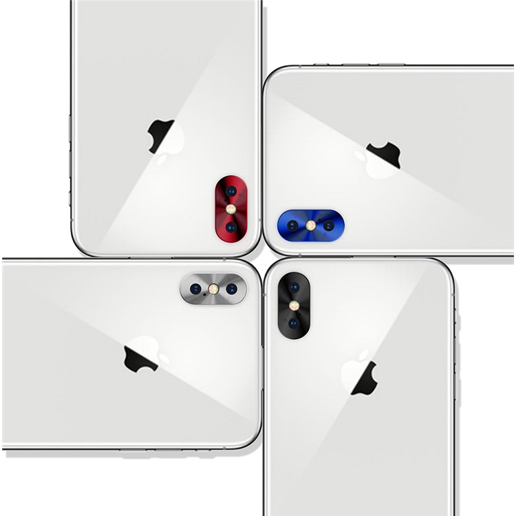 For iPhone X (Ten) Slim Alloy Back Camera Lens Protector - Red-2