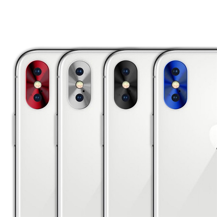 For iPhone X (Ten) Slim Alloy Back Camera Lens Protector - Red-3